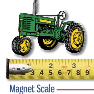 Vintage Green & Yellow Tripod Tractor Magnet by Classic Magnets, Collectible Souvenirs Made in The USA