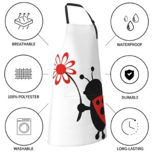 Sofevaim Funny Couples Aprons - 2 Pack Fall Apron Cooking Kitchen Aprons for Women with Pockets, Wedding Engagement Gifts for Couples, Ladybug Aprons for Men