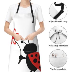 Sofevaim Funny Couples Aprons - 2 Pack Fall Apron Cooking Kitchen Aprons for Women with Pockets, Wedding Engagement Gifts for Couples, Ladybug Aprons for Men