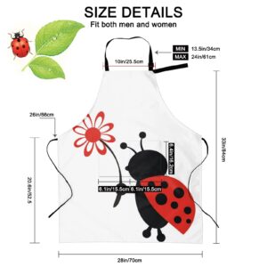 Sofevaim Funny Couples Aprons - 2 Pack Fall Apron Cooking Kitchen Aprons for Women with Pockets, Wedding Engagement Gifts for Couples, Ladybug Aprons for Men