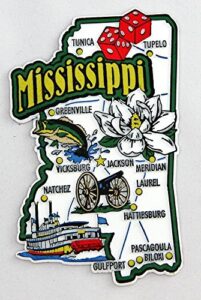 mississippi state map and landmarks collage magnet fmc