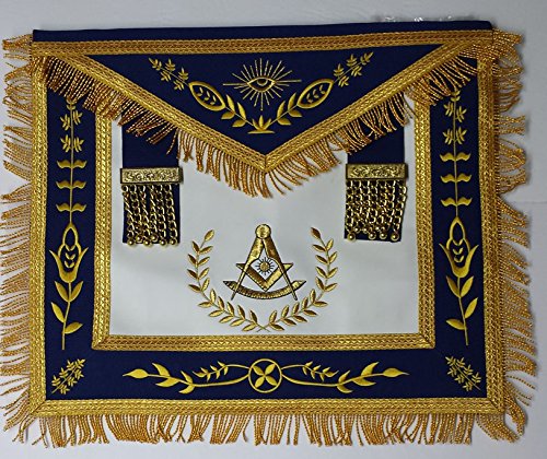 Zest4Canada Past Master Royal Blue Apron Gold Embroidered with Fringe