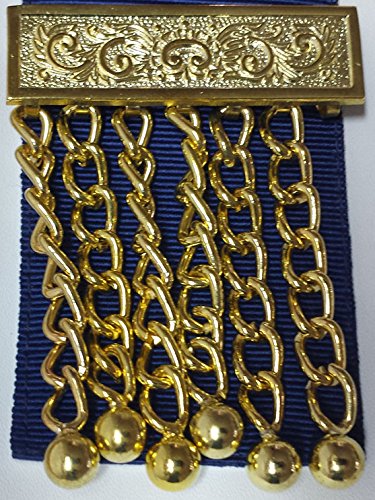 Zest4Canada Past Master Royal Blue Apron Gold Embroidered with Fringe
