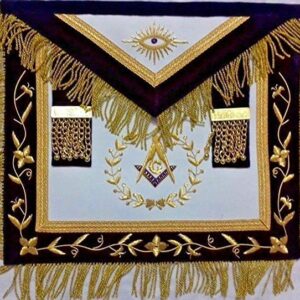 MASONIC GRAND LODGE PAST MASTER APRON WITH CHAIN COLLAR PURPLE free size