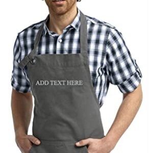 Custom Embroidered Aprons Add Text or Design (Add Text, Dark Grey)