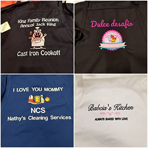 Custom Embroidered Aprons Add Text or Design (Add Text, Dark Grey)