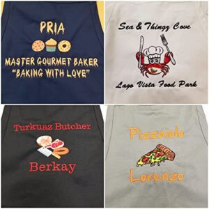 Custom Embroidered Aprons Add Text or Design (Add Text, Dark Grey)