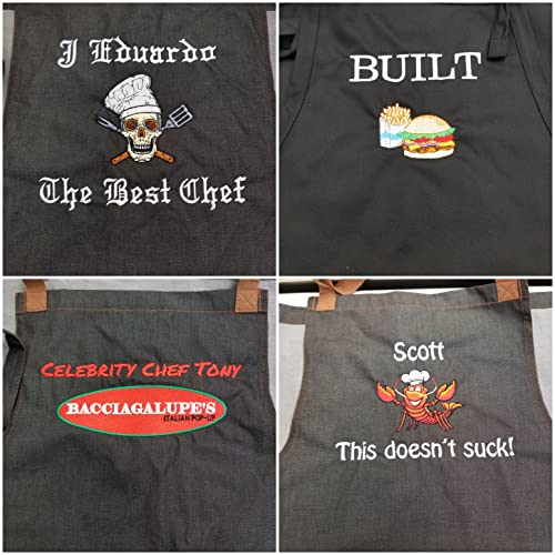 Custom Embroidered Aprons Add Text or Design (Add Text, Dark Grey)