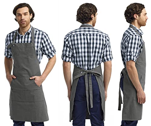 Custom Embroidered Aprons Add Text or Design (Add Text, Dark Grey)