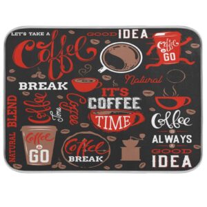 coffee theme beans dish drying mat for kitchen counter 16 x 18 inch absorbent microfiber dry dishes mats drainer mat dish drying pad for countertops
