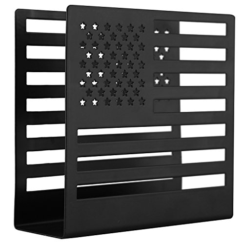 MyGift Black Metal Upright Napkin Holder for Table with American Flag Cut-out Design, Patriotic Dining Decor