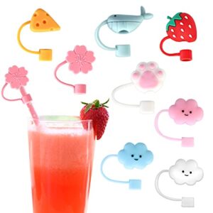 silicone straw tips covers cap: 8 pack reusable drinking straw tips lids, straw tips cover straw toppers drinking straw cover, straw topper for stanley cup, 1/4inch straw tips