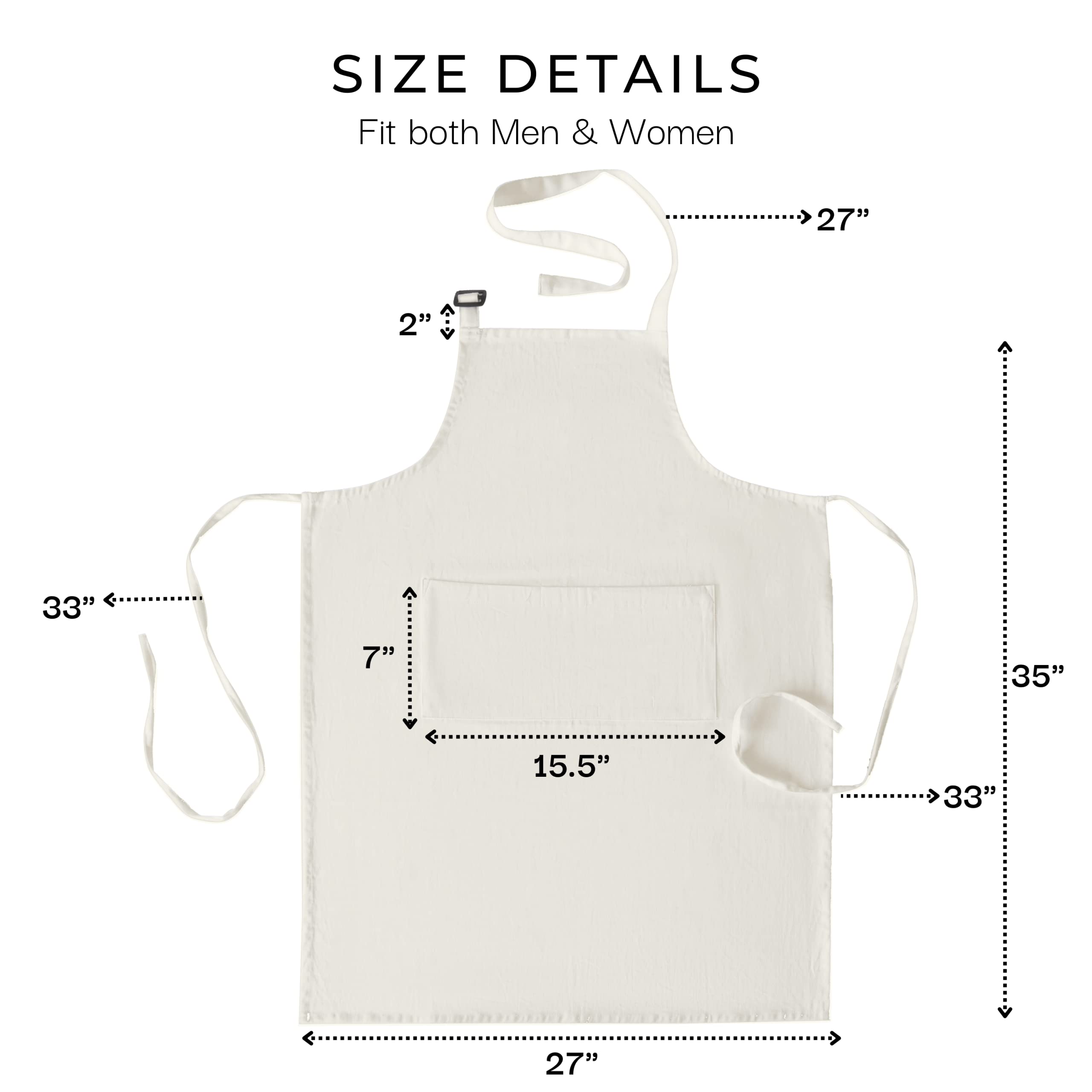 RAJRANG Chef Apron for Women Men with Pockets Cotton Kitchen Cooking Long Aprons Marshmallow 35x27 Inches