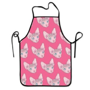 yunyang hairless sphynx cat pink restaurant home easy care washable home kitchen apron mom cooking baking painting bib 20.5" x28.4