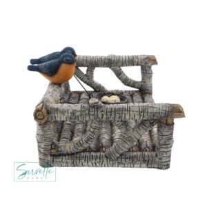 Rustic Polyresin Weighted Flat Napkin Holder - Birch Branches With Birds' Nest