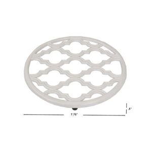 Home Basics Lattice Collection Cast Iron Trivet for Serving Hot Dish, Pot, Pans & Teapot on Kitchen Countertop or Dinning, Table-Heat Resistant (2, White)