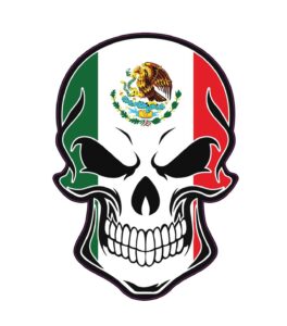 wickedgoodz mexico flag skull refrigerator magnet - mexican magnetic car decal