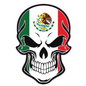 WickedGoodz Mexico Flag Skull Refrigerator Magnet - Mexican Magnetic Car Decal