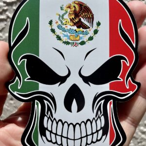 WickedGoodz Mexico Flag Skull Refrigerator Magnet - Mexican Magnetic Car Decal