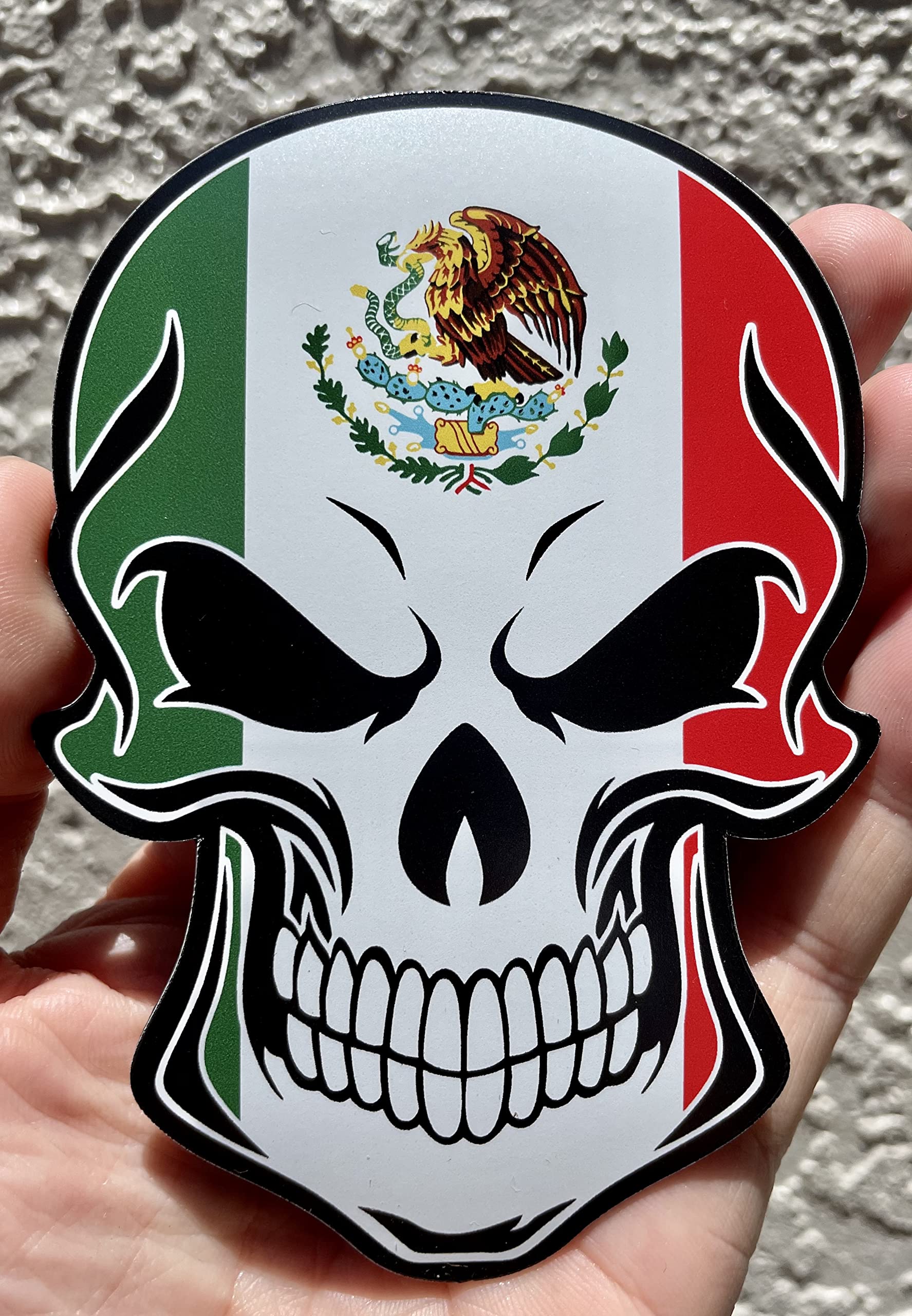 WickedGoodz Mexico Flag Skull Refrigerator Magnet - Mexican Magnetic Car Decal