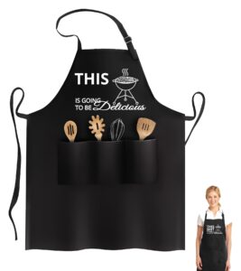 kitchepool funny apron for men, chef aprons for women with 3 pockets - mens gifts for christmas - adjustable bid kitchen aprons for chef, cooking apron for bbq, baking