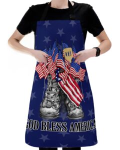 lamanda kitchen aprons for women,memorial day free boots usa flag cooking apron with pockets server aprons chef apron for men