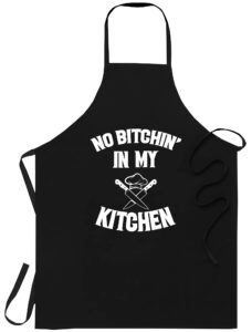 limesky food blogger sous chef head cook no bitchin in my kitchen apron - black cooking workwear gift aprons - one size fits all for women men