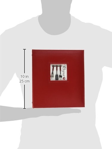 C.R. Gibson Red Leather Kitchen Recipe Keeper Binder, 9'' x 9.5''
