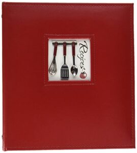 c.r. gibson red leather kitchen recipe keeper binder, 9'' x 9.5''
