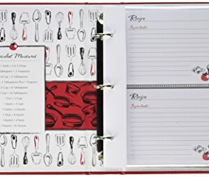 C.R. Gibson Red Leather Kitchen Recipe Keeper Binder, 9'' x 9.5''