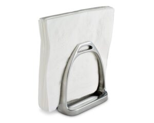 arthur court horse stirrup equestrian paper napkin holder for kitchen countertops, dinner tables, picnic tables - outdoor use, organization for multiple sizes - durable metal 5 inch tall