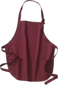 port authority - medium length apron with pouch pockets. - maroon a510 os