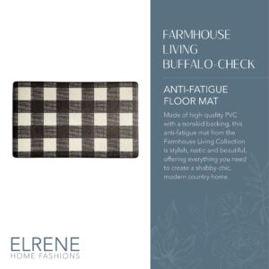 Elrene Home Fashions Farmhouse Living Rustic Comfort Anti-Fatigue Kitchen Mat, 18" x 30", Black/White