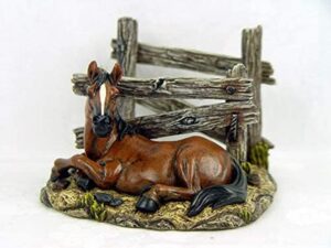 comfy hour western retro collection resin craft horse stable napkin holder brown