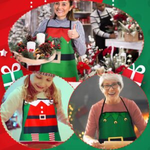 Vabean 4 Pcs Christmas Elf Santa Snowman Apron Adjustable Kitchen Cooking Aprons BBQ Bib Funny Chef Apron for Women Xmas