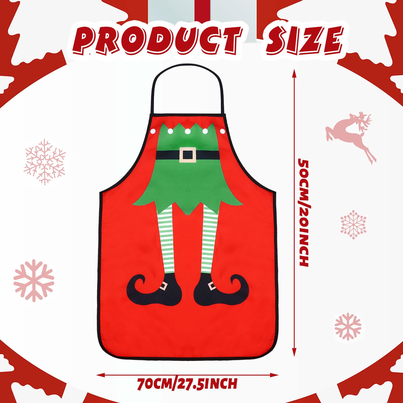 Vabean 4 Pcs Christmas Elf Santa Snowman Apron Adjustable Kitchen Cooking Aprons BBQ Bib Funny Chef Apron for Women Xmas