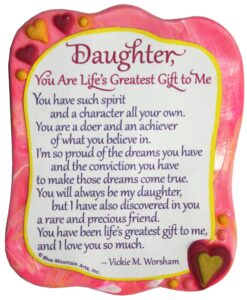 sculpted magnet: daughter you are life's greatest gift to me, 3.0" x 3.5"