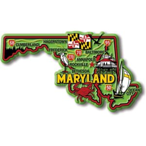 maryland colorful state magnet by classic magnets, 4.6" x 2.6", collectible souvenirs made in the usa
