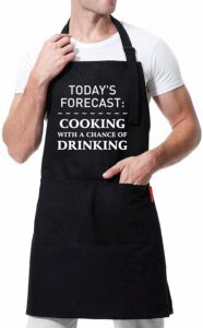 xbpdmwin aprons for men funny, men's bbq aprons cooking with a chance of drinking, fully adjustable, two pockets, extra long ties