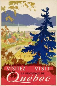 magnet 3x4 inch vintage art visit quebec canada sticker - ca canadian old travel visit magnetic magnet vinyl sticker