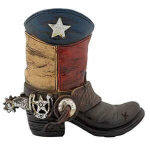 4" tall texas flag cowboy boot figurine | toothpick holder | great gift for texans | home, kitchen, and office décor | lucky horseshoe metallic spur detail