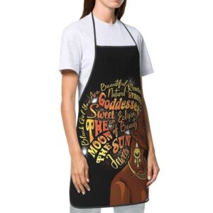 Black Girl Afro Digital Bling Gold Goddesses Queen Apron Theme Cooking Chef Work Shop Women Men Adult Girl Kid Weavers Baking Decorations Painting Bbq Grilling Kitchen Accessories Party Supplies