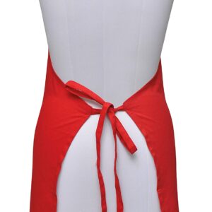 Yourtablecloth Cotton Cloth Cooking Kitchen Apron – 3 Classic Colors – Adjustable Neck Strap – Long Waist Tie – Large Front Pocket – Ideal for Cooking, Cleaning, Gardening & More Red