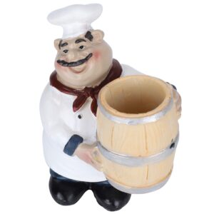 chef figurines toothpick holder, resin toothpick dispenser with italian chef statue for kitchen counter restaurant coffee shop decor