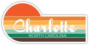 charlotte north carolina 4 x 2.25 inch fridge magnet retro vintage sunset city 70s aesthetic design