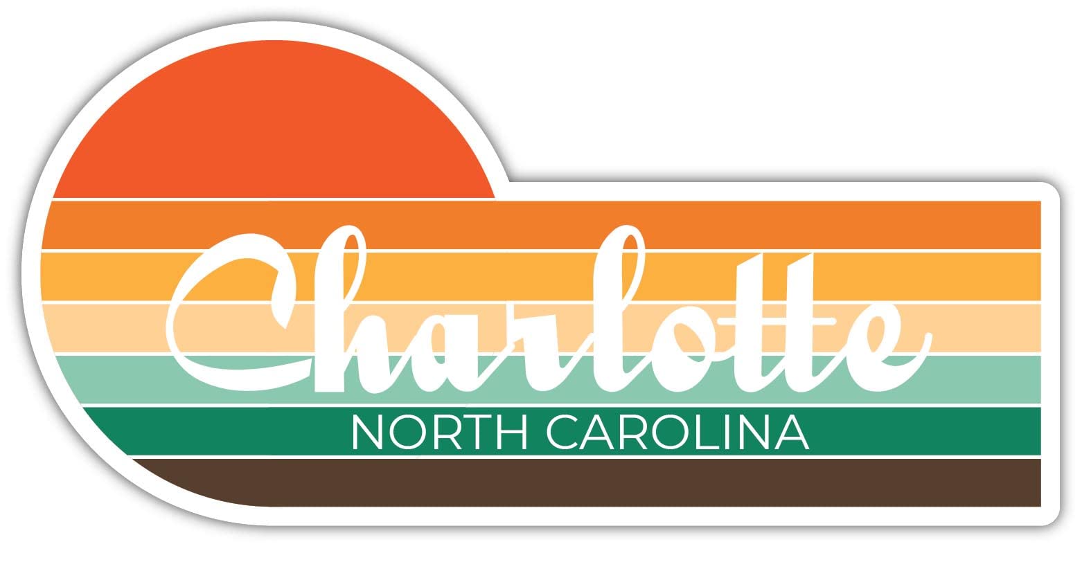 Charlotte North Carolina 4 x 2.25 Inch Fridge Magnet Retro Vintage Sunset City 70s Aesthetic Design