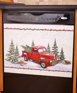 vintage country red pick up truck dishwasher magnet - home kitchen decoration