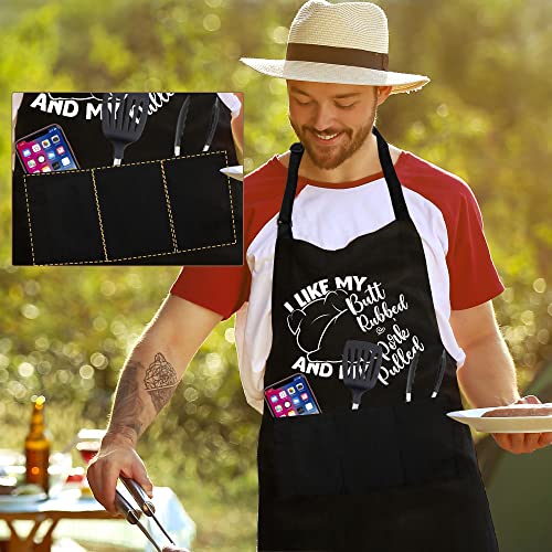 Cusugbaso Grilling Aprons for men, One Size Funny Grill Aprons with Three Pockets Cooking Chef Aprons Funny Birthday, Christmas, Father's Day Grill Gifts for Dad, Men, Husband