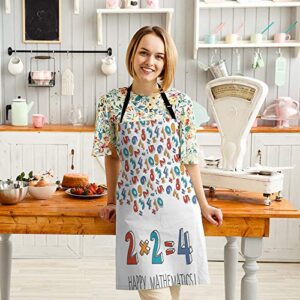 HGOD DESIGNS Math Kitchen Apron,Happy Mathematics 2x2=4 3d Contour Math Signs Kitchen Aprons For Women Men For Cooking Gardening Adjustable Home Bibs,Adult Size