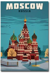 russian moscow travel vintage art refrigerator magnet size 2.5" x 3.5"